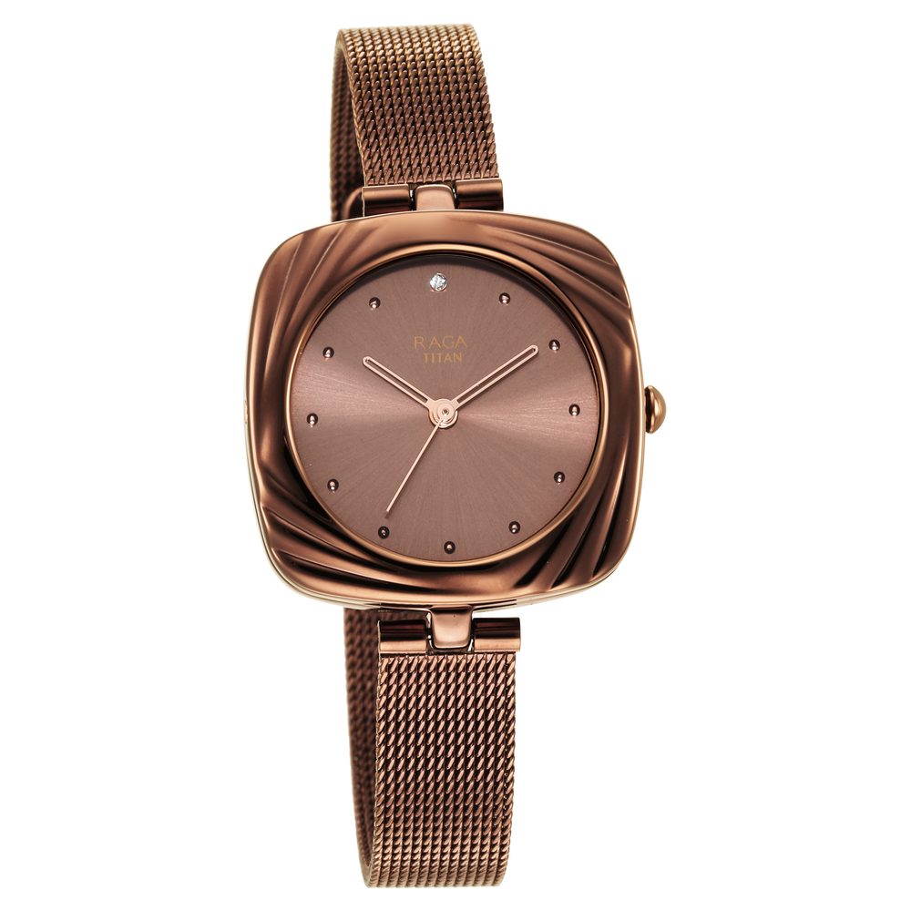 Buy Online Titan Raga Moments Of Joy Brown Dial Analog Stainless Steel Strap Watch For Women 3922