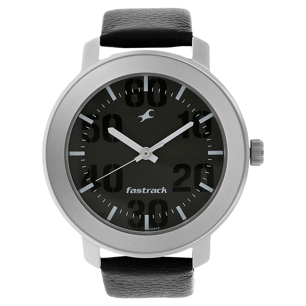 Buy Online Fastrack Quartz Analog Grey Dial Leather Strap Watch for Guys nr3121sl02 Titan