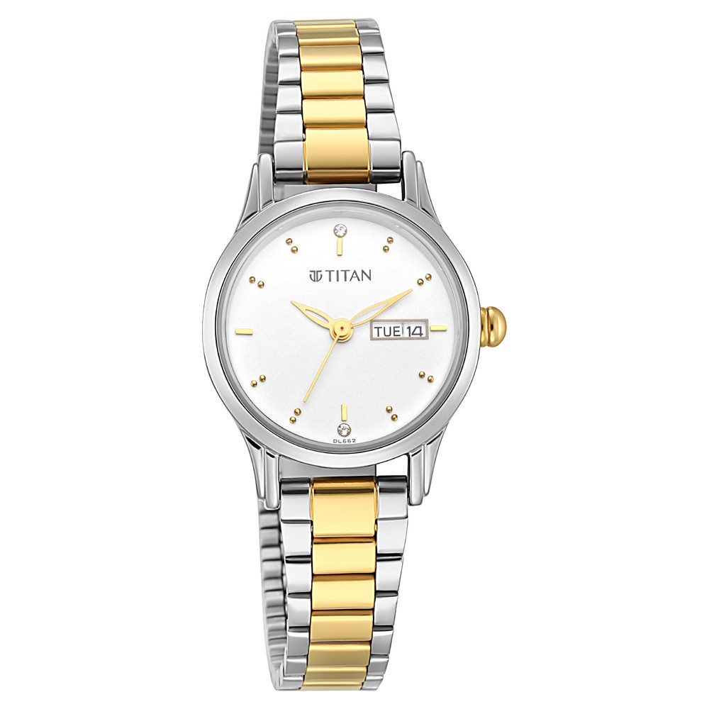 Buy Online Titan Lagan Silver Dial Women Watch With Metal Strap