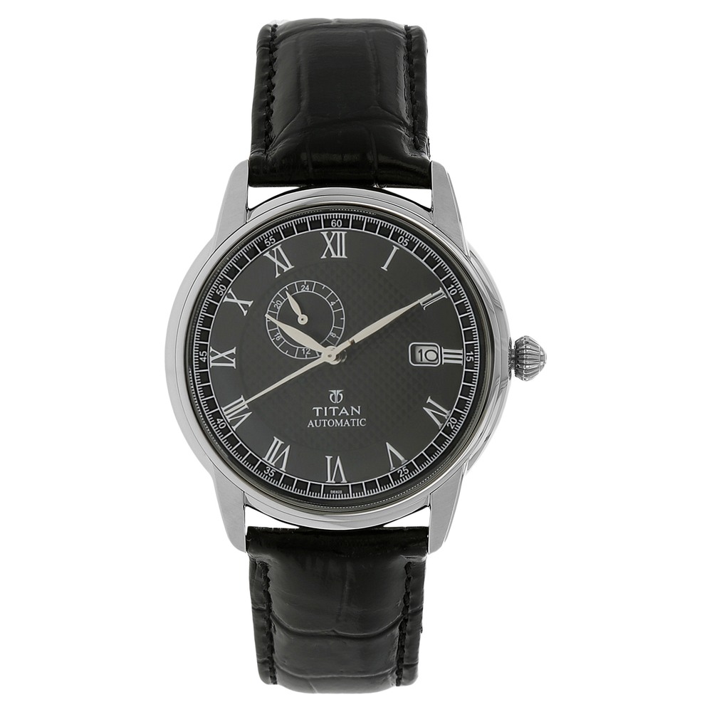 Buy Online Titan Magnate Anthracite Dial Automatic Leather Strap watch for  Men - nr1797kl03f | Titan