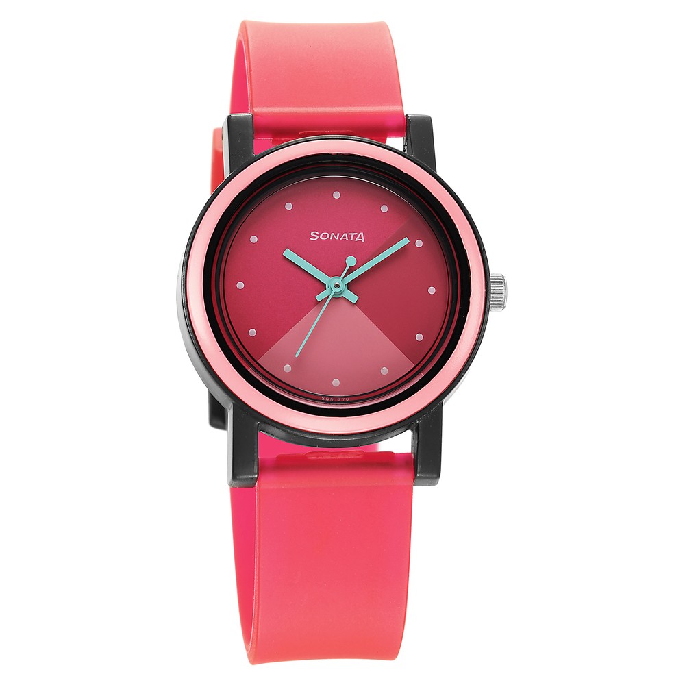 Sonata hot sale pink watches