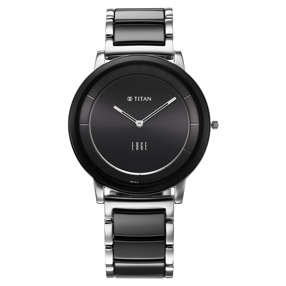 Buy Online Titan Edge Fusion Quartz Analog Black Dial Two Toned Steel And Ceramic Strap Watch For 4208