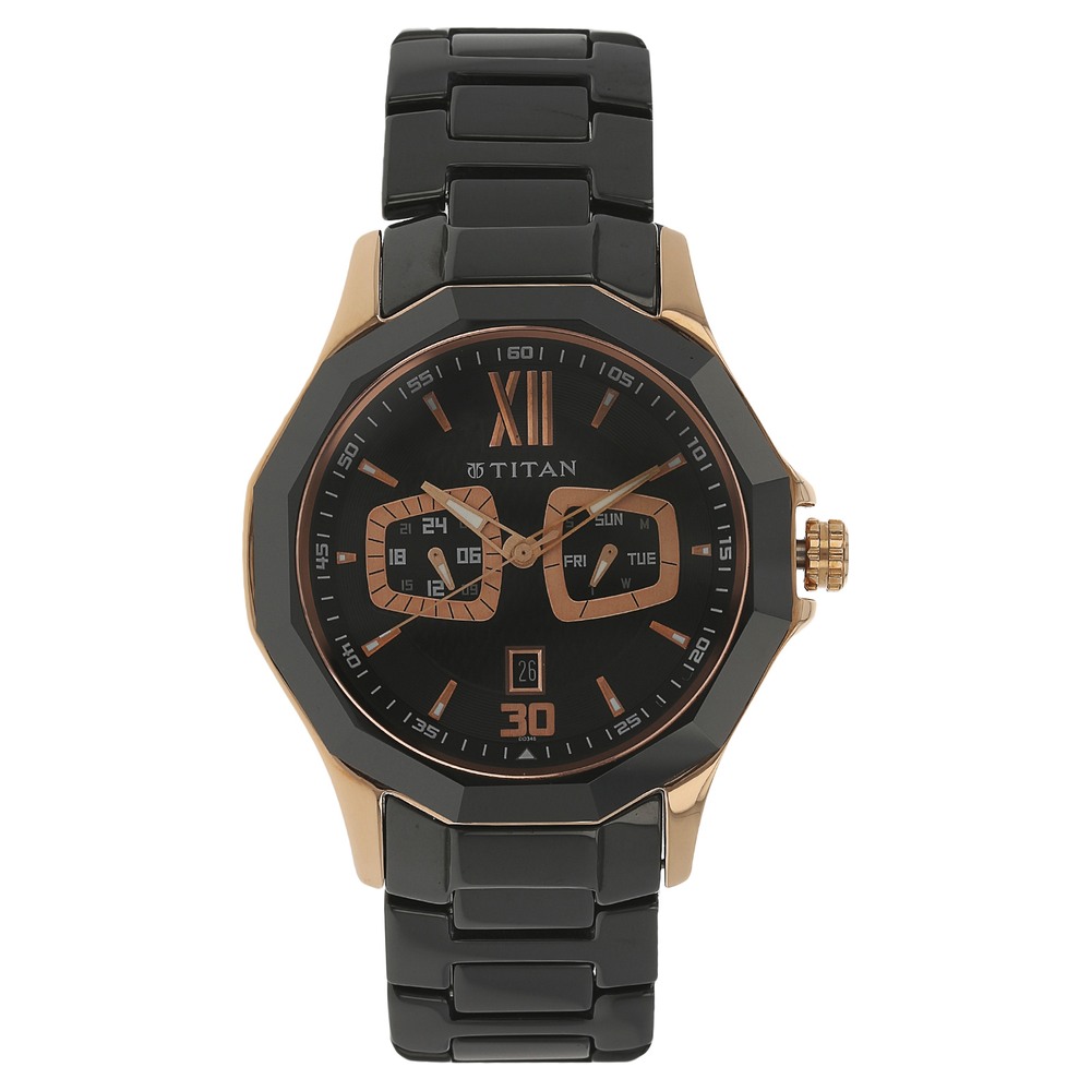 Buy Online Titan Analog Black Dial Quartz Ceramic Strap Watch For Men Nh90012kd02 Titan 2689