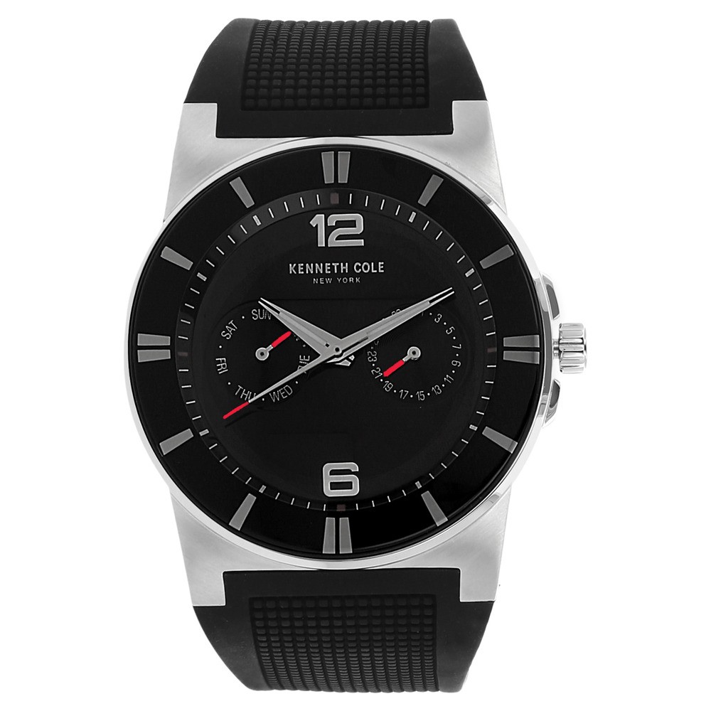 Buy Online Kenneth Cole Quartz Multifunction Black Dial Silicone Strap Watch for Men nckc10008220mn Titan