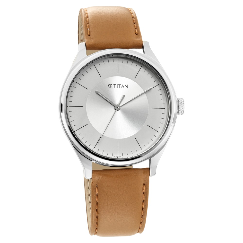 Buy Online Titan Men's Urban Edge Lustrous White Dial Leather Watch ...