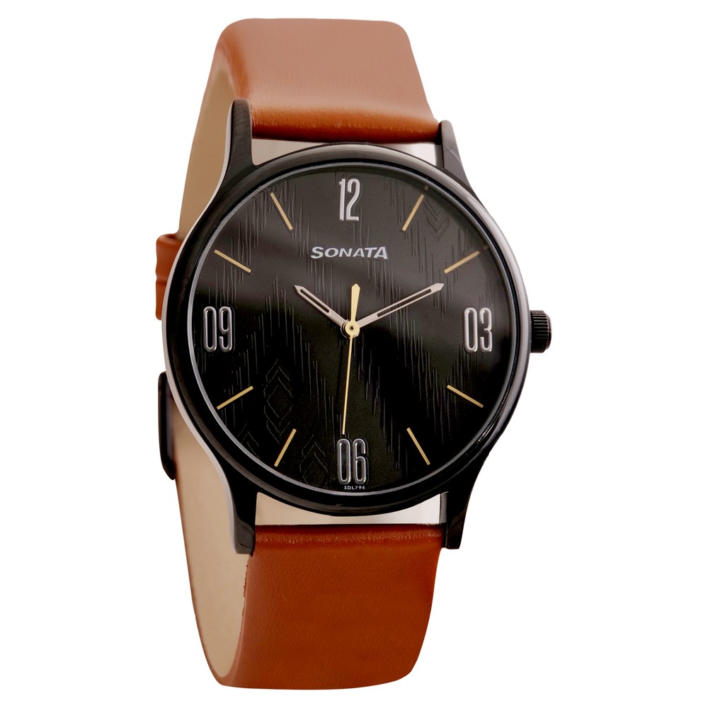 Sonata on sale watch leather