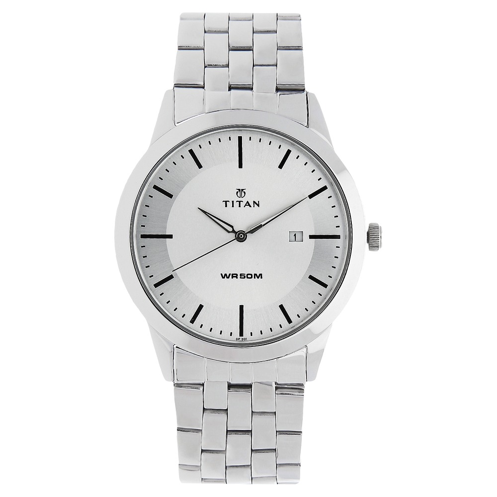 Buy Online Titan Quartz Analog with Date White Dial Stainless