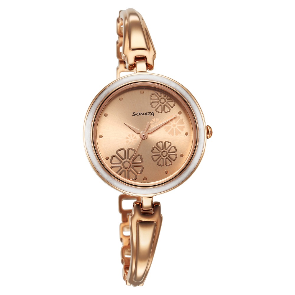 Sonata Linnea Rose Gold Dial Women Watch With Stainless Steel Strap