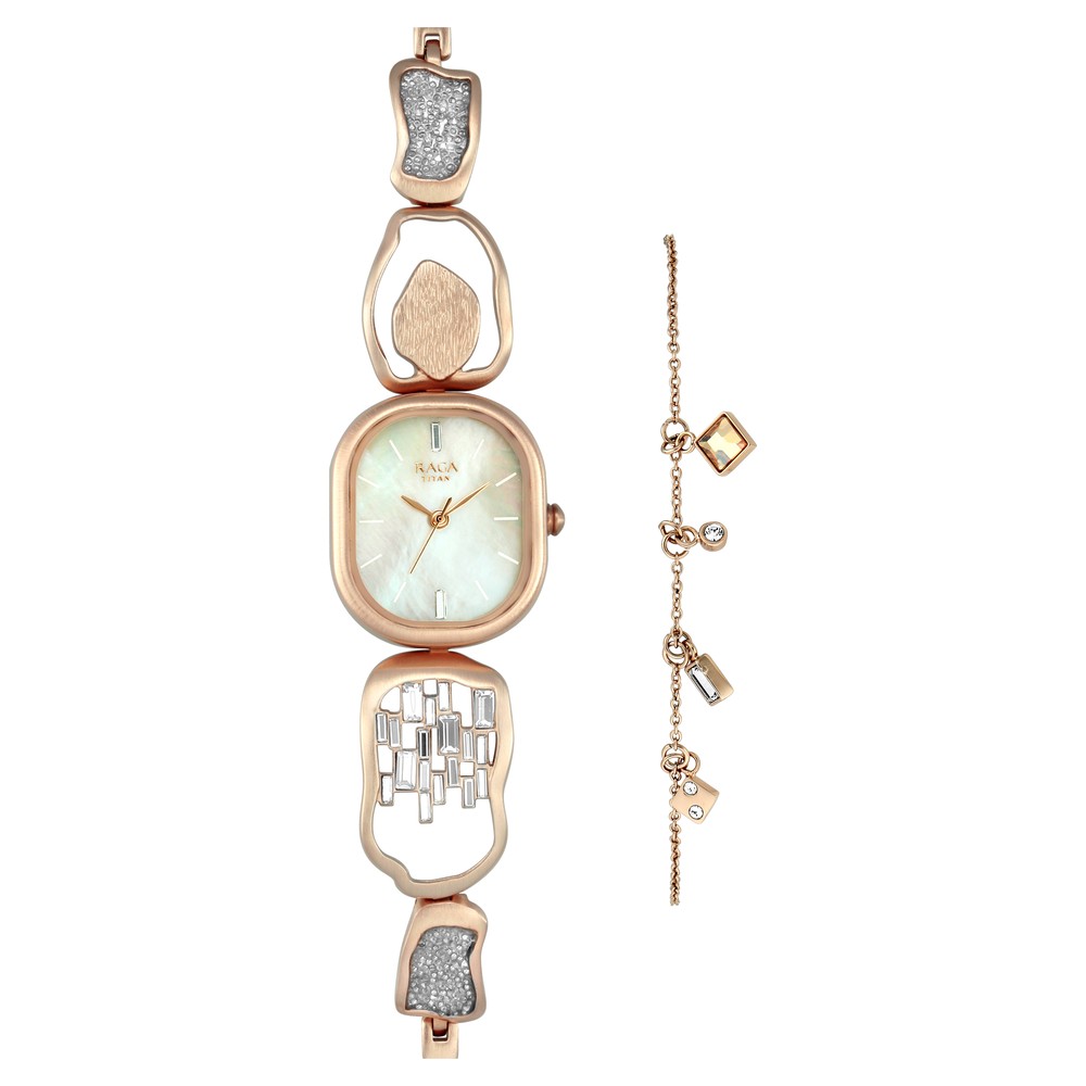 Titan Raga I Am Mother of Pearl Dial Women Watch With Metal Strap