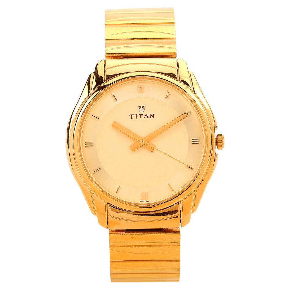 Buy Titan Classique Slim Ii 90142Ym01 Gold Dial Analog Watch For Men Online