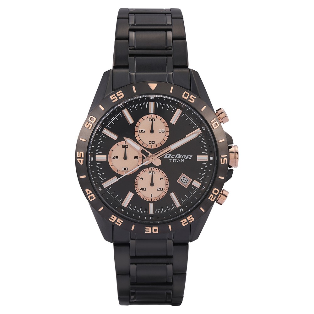 Buy Online Titan Quartz Chronograph Black Dial Stainless Steel Strap Watch  for Men - nr90044km04