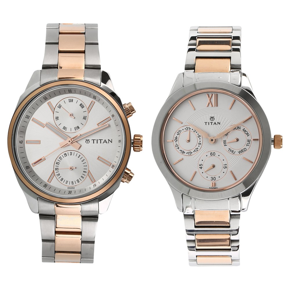 Buy Online Titan Bandhan White Dial Quartz Multifunction Stainless