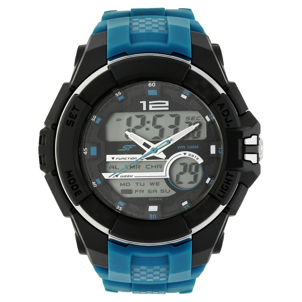 Buy Online SF Quartz Analog Digital Black Dial Plastic Strap Watch