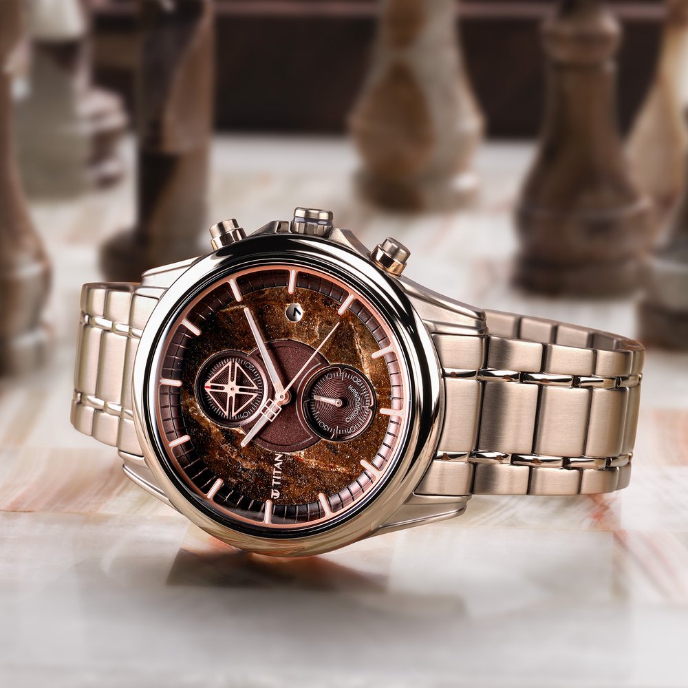 Buy Online Titan Grandmaster Brown Dial Chronograph Stainless