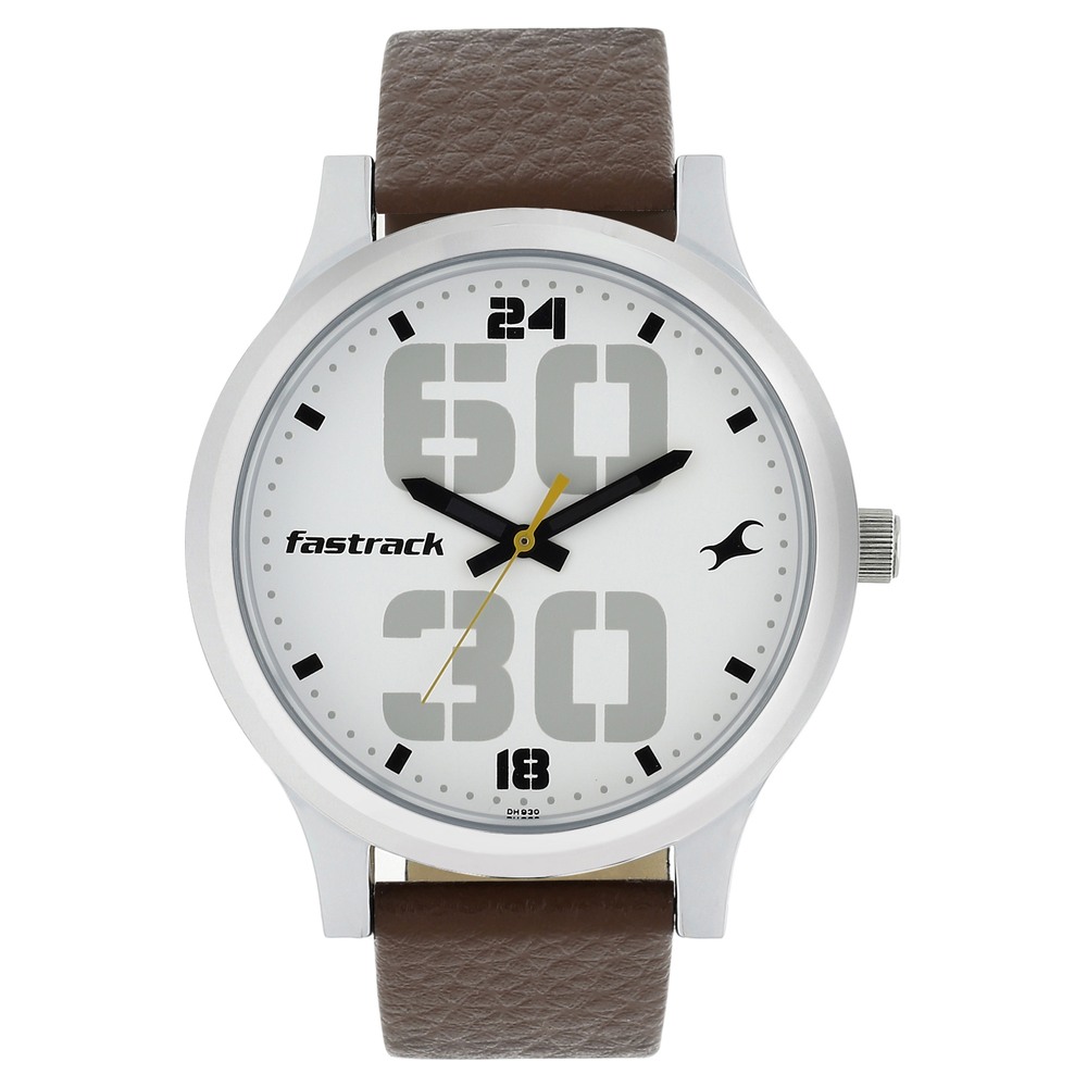 Buy Online Fastrack Bold Quartz Analog White Dial Leather Strap