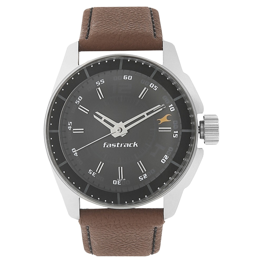 Buy Online Fastrack All Nighters Quartz Analog Grey Dial Leather Strap Watch  for Guys - nr3192al01 | Titan
