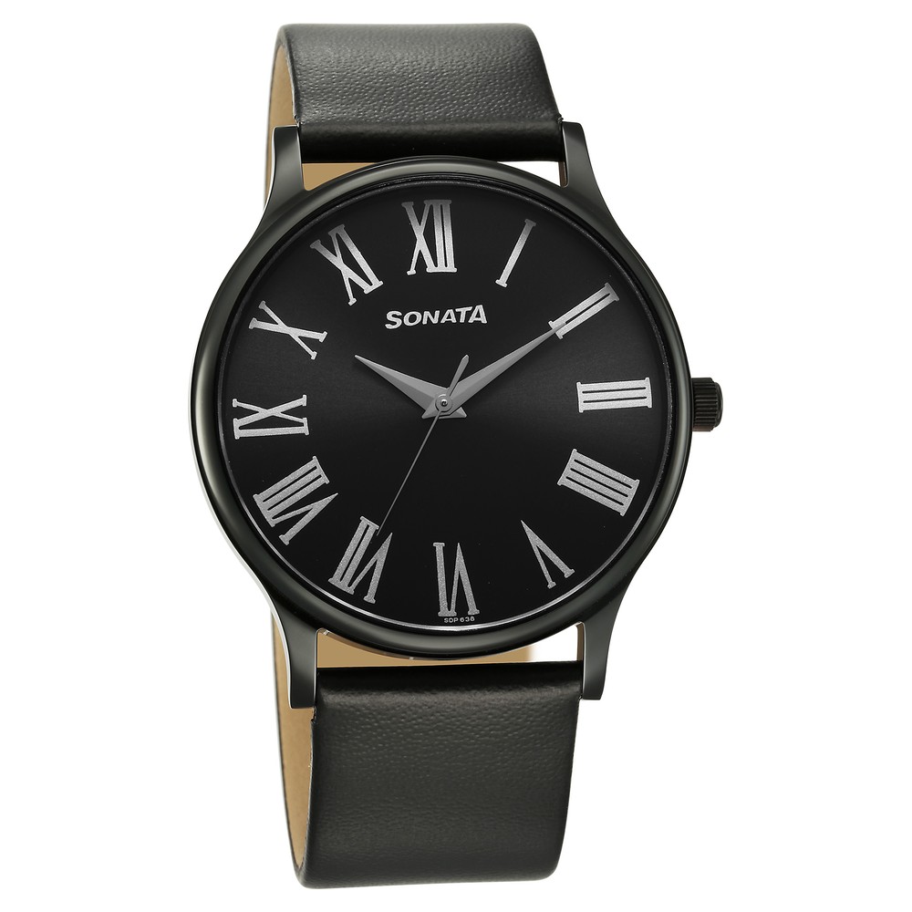 Sonata watch black on sale colour