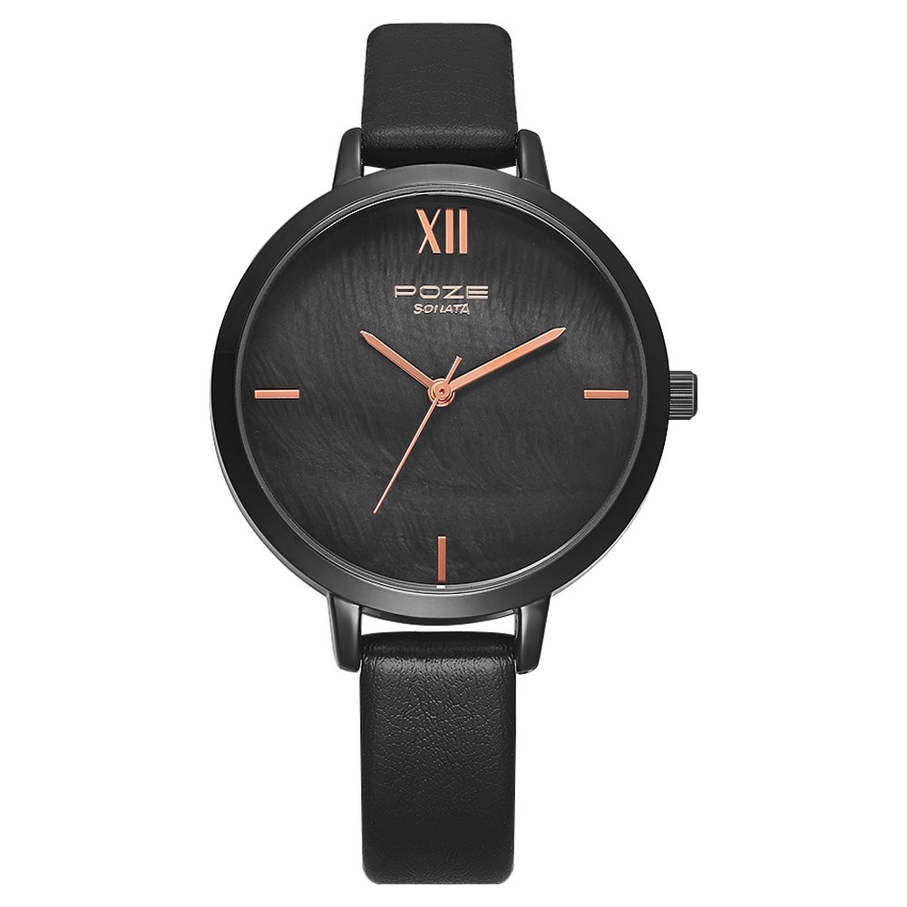 Buy Online Poze by Sonata Quartz Analog Black Dial PU Leather Strap ...