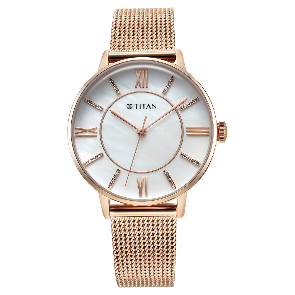 Buy Online Titan TGIF Quartz Analog Mother Of Pearl Dial Rose