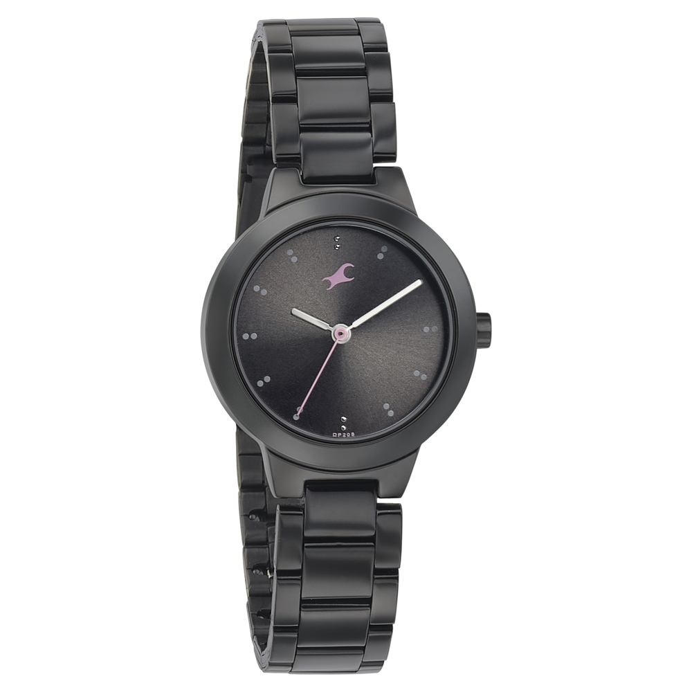 Fastrack black metal watches for womens best sale