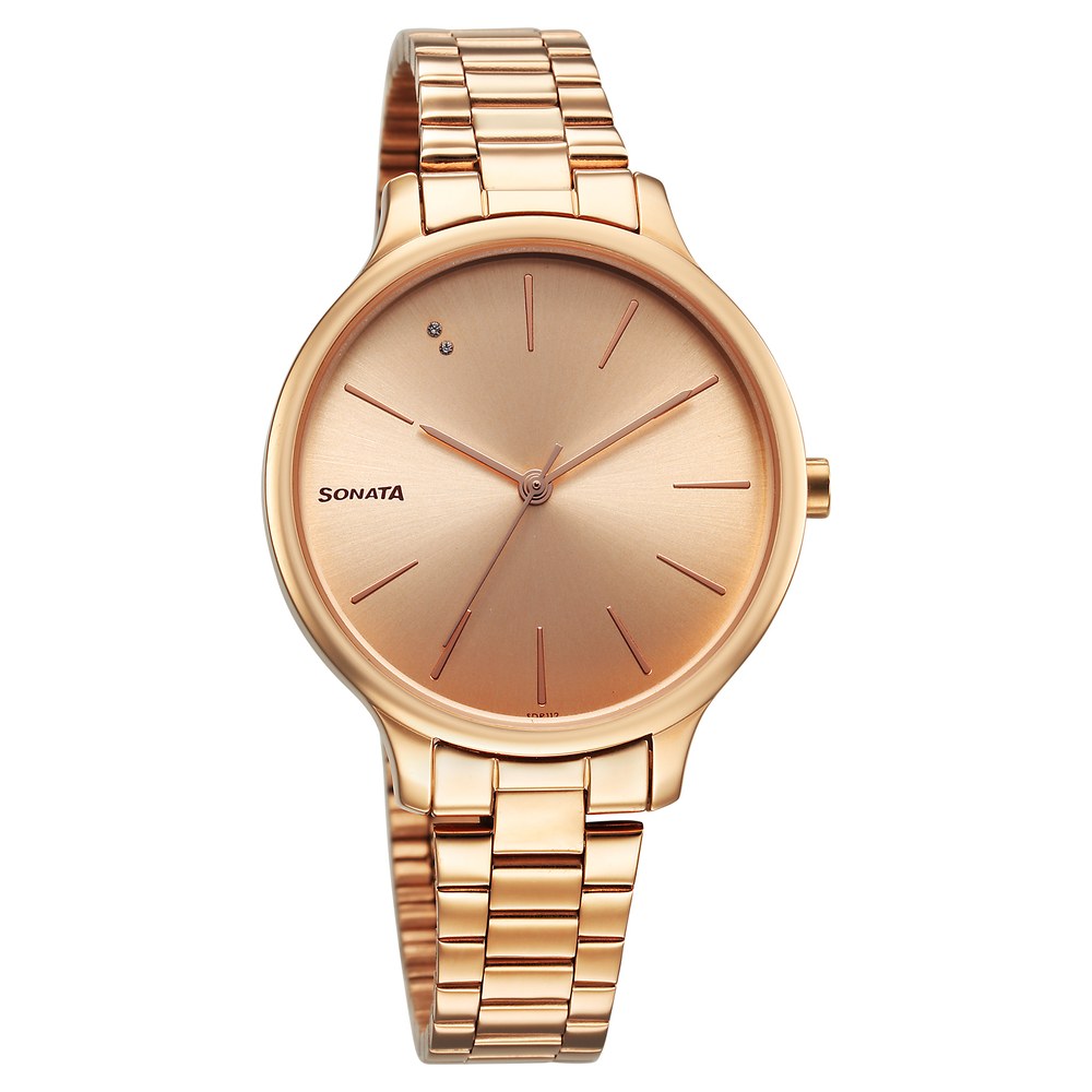 SONATA ROSE GOLD DIAL WATCH FOR WOMEN 8080WM01 - eGalore.in