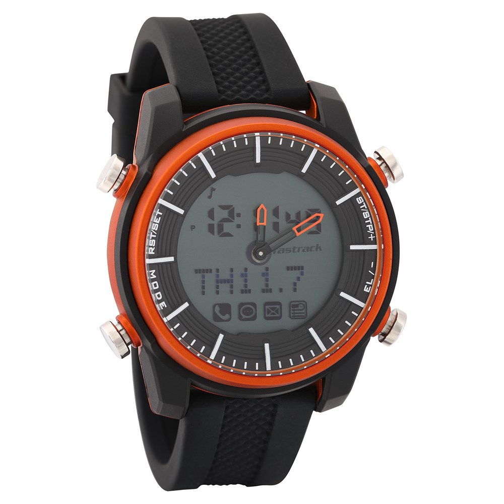 Buy Online Fastrack Digital Dial Silicone Strap Watch for Unisex 90058pp03 Titan India