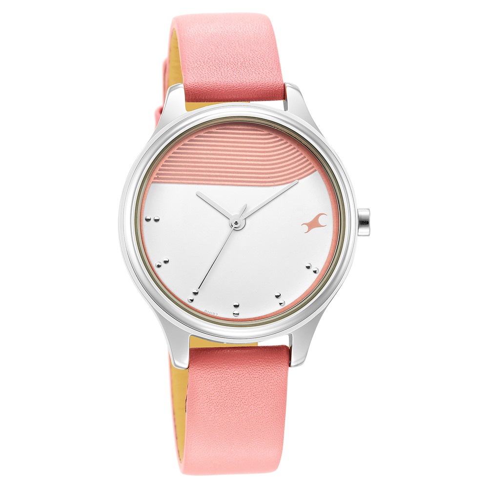 Buy Online Fastrack Stunners Quartz Analog Pink Dial Leather Strap Watch for Girls nr6280sl01 Titan