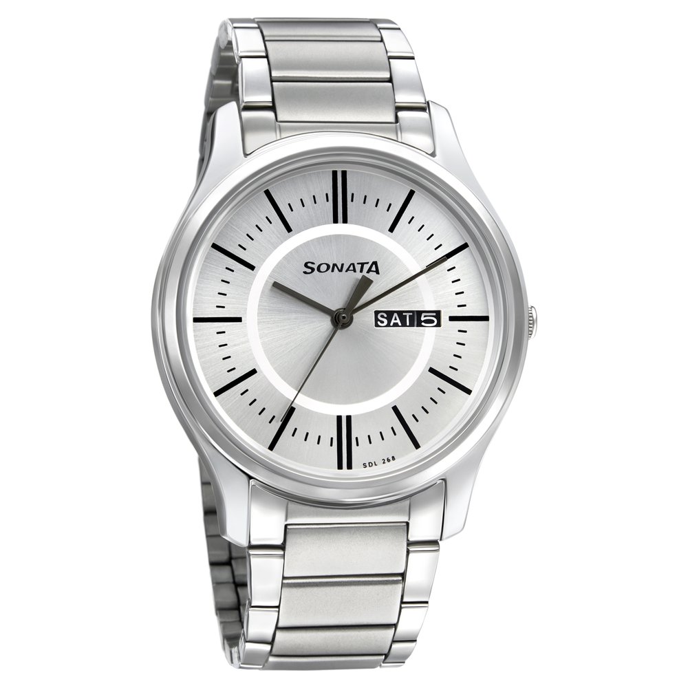 Sekonda 1065.27 Men's Date Bracelet Strap Watch, Silver/Blue