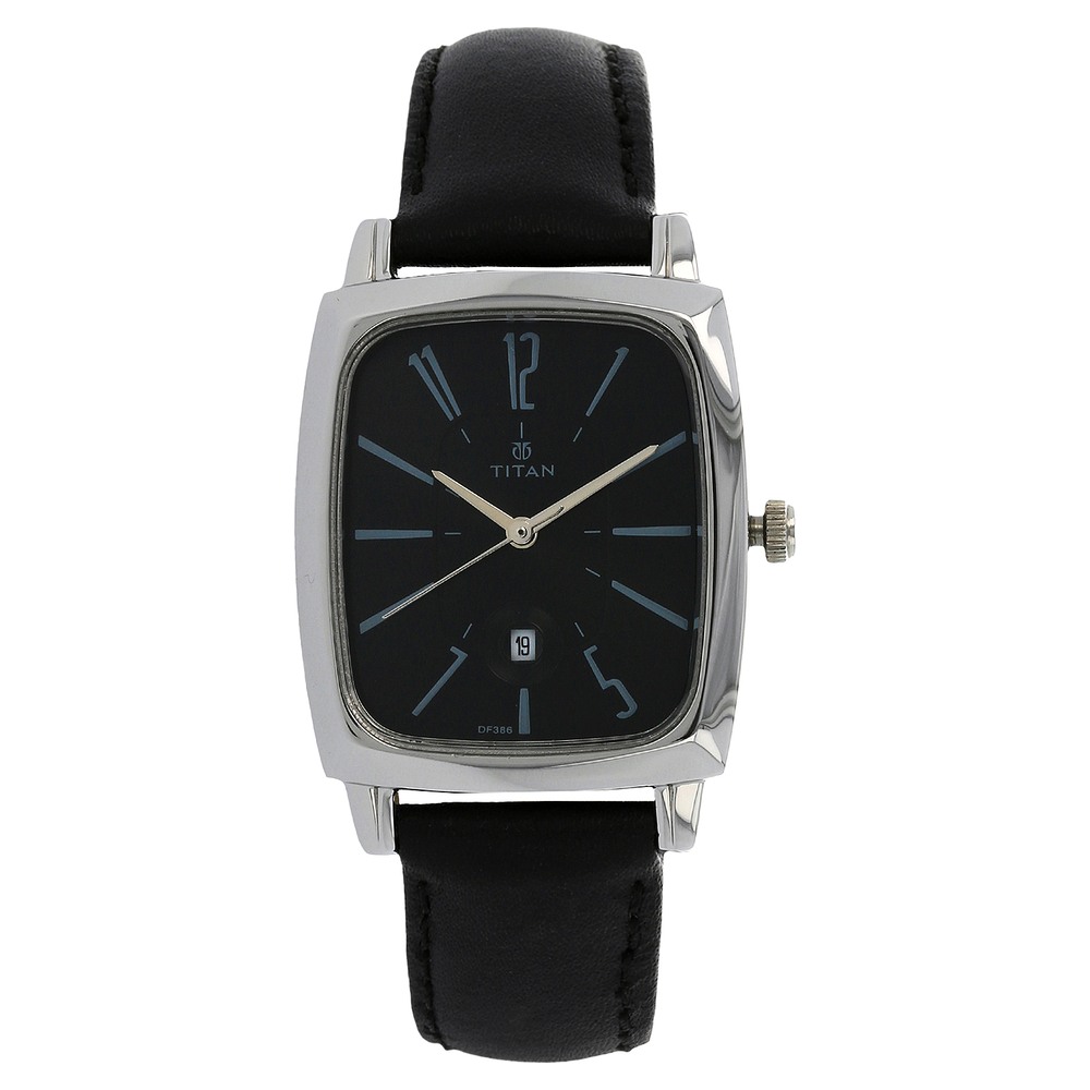 Titan Quartz Analog with Date Black Dial Leather Strap Watch for Women