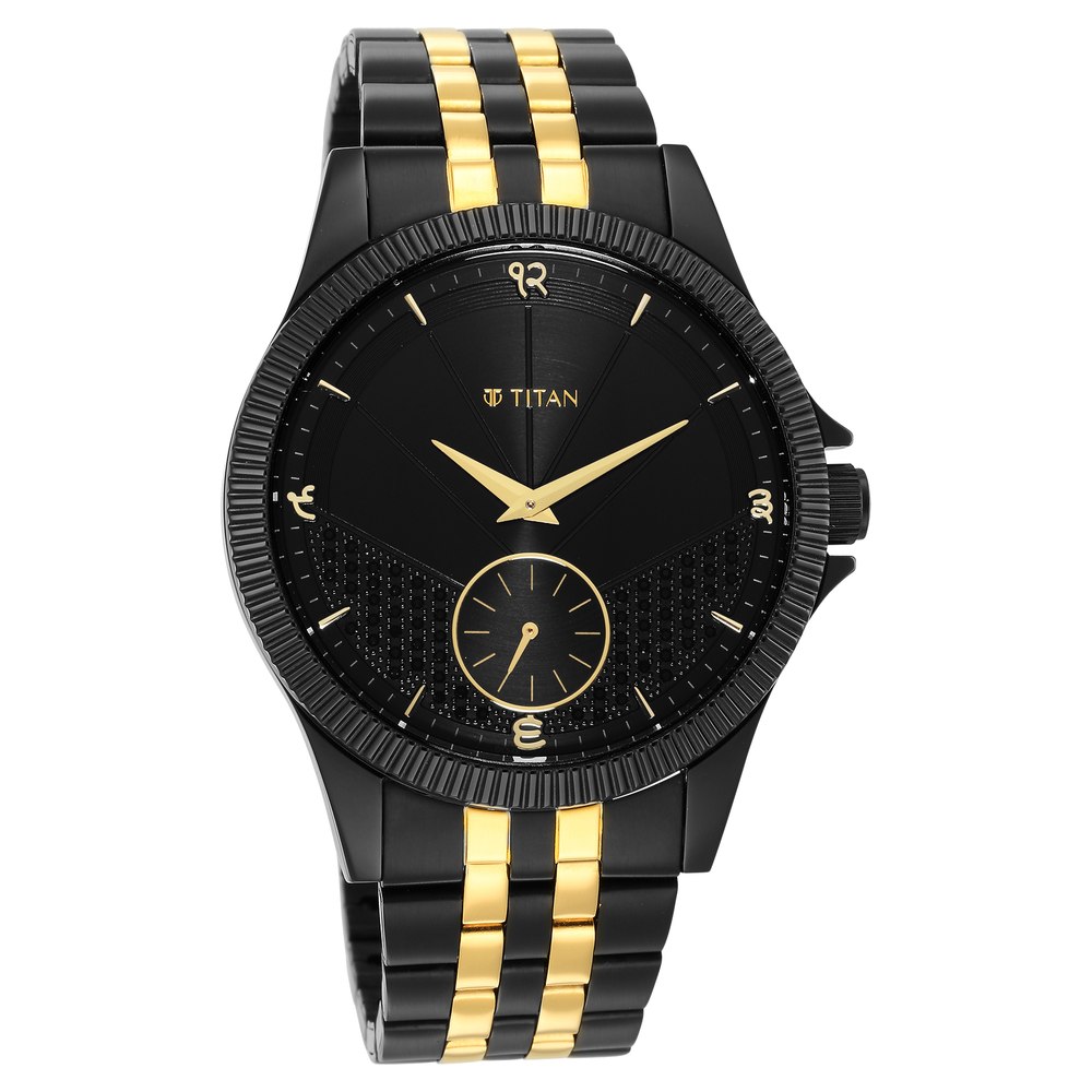 Titan black outlet gold watch