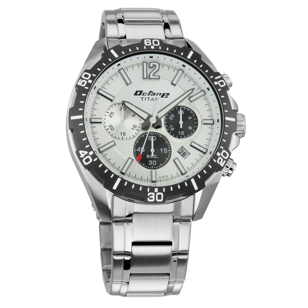 Buy Online Titan Quartz Chronograph Silver Dial Stainless Steel