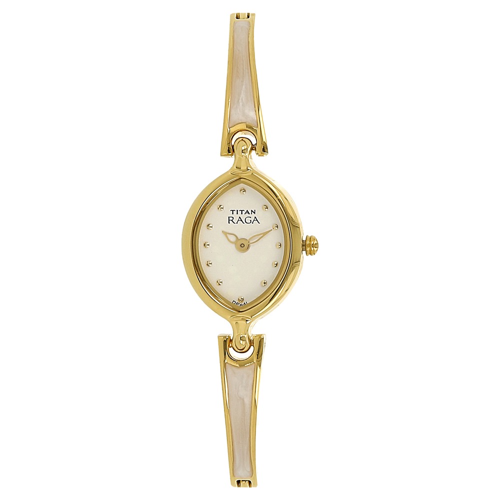 Titan Raga White Dial Women Watch With Metal Strap