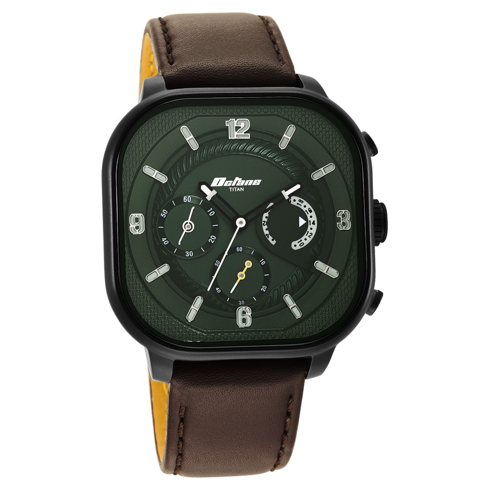 Buy Online Titan Octane Aerobatics Green Dial Chronograph Leather Strap  watch for Men - nr1856nl02 | Titan