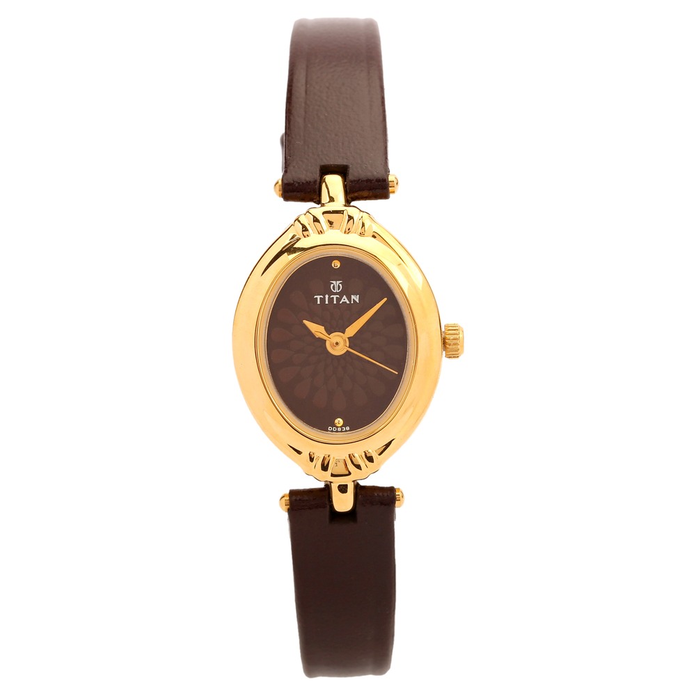 Buy Online Titan Quartz Analog Brown Dial Leather Strap Watch for Women ...