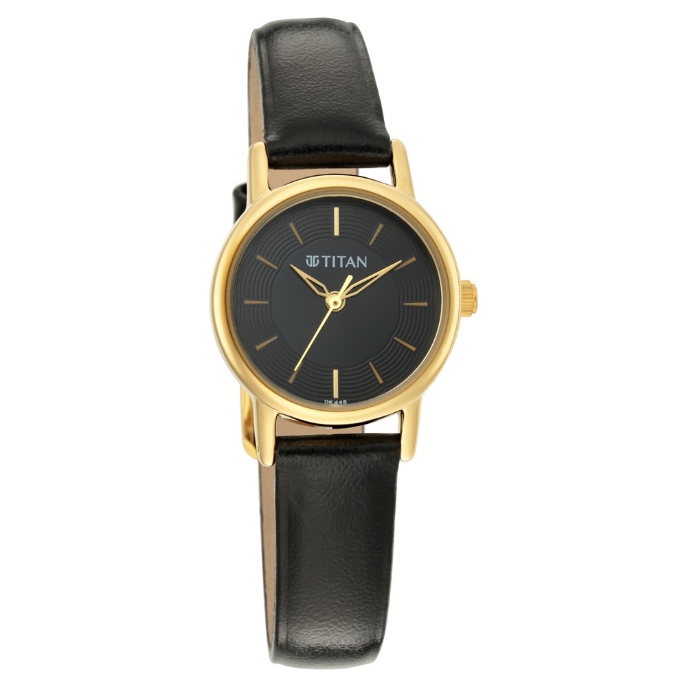 TFX Ladies Black Leather Strap Watch, Black Dial | Power Sales