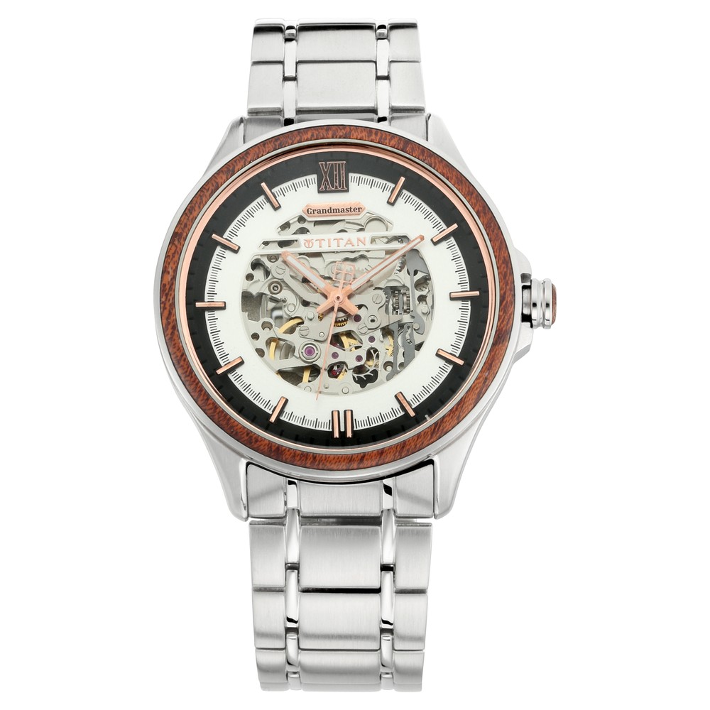 Buy Online Titan Grandmaster Silver Dial Automatic Metal Strap